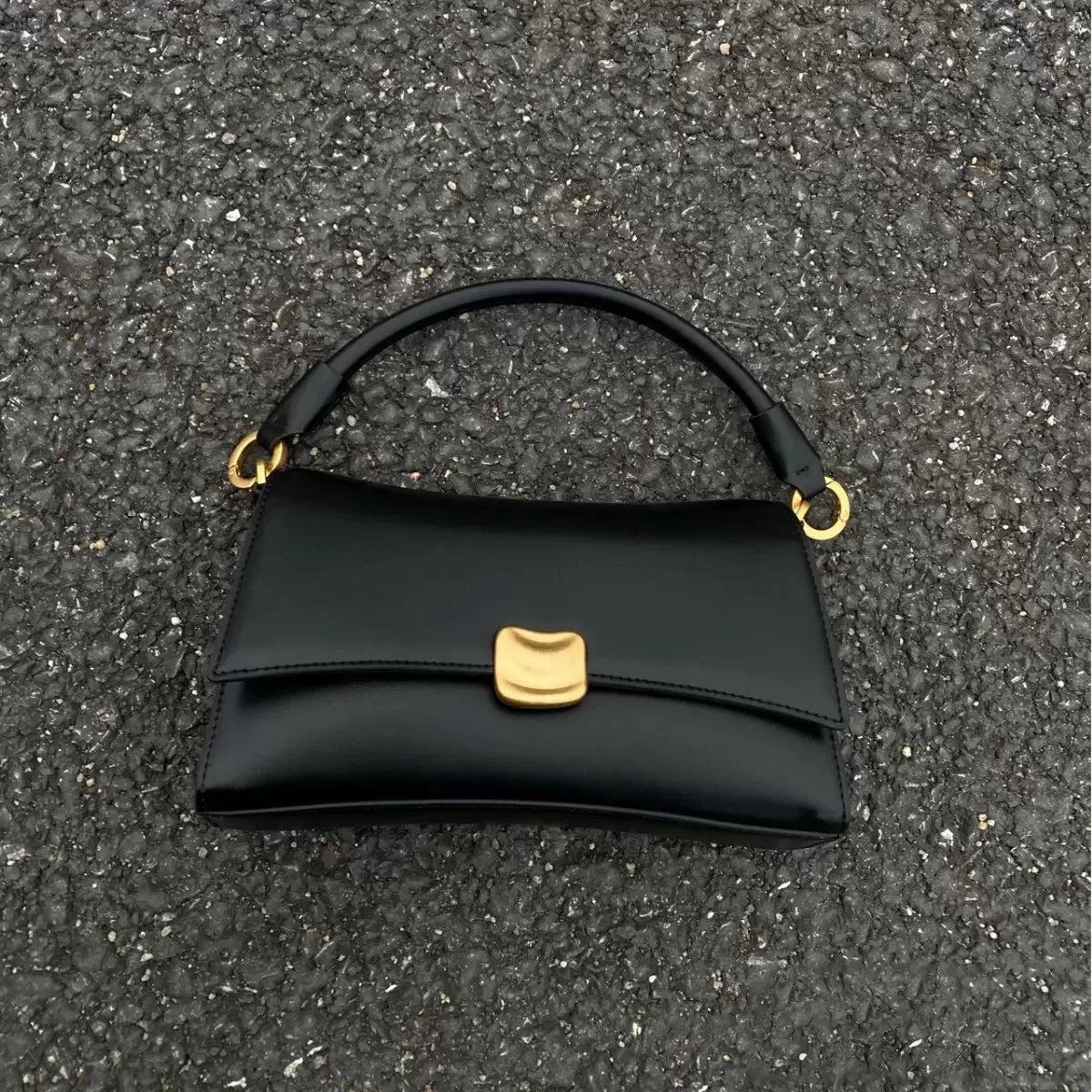 Lzx High-quality Ladies Luxury New Design Black PU-lined Magnetic Clasp Lock Two-strap Square Underarm Handbag 2026