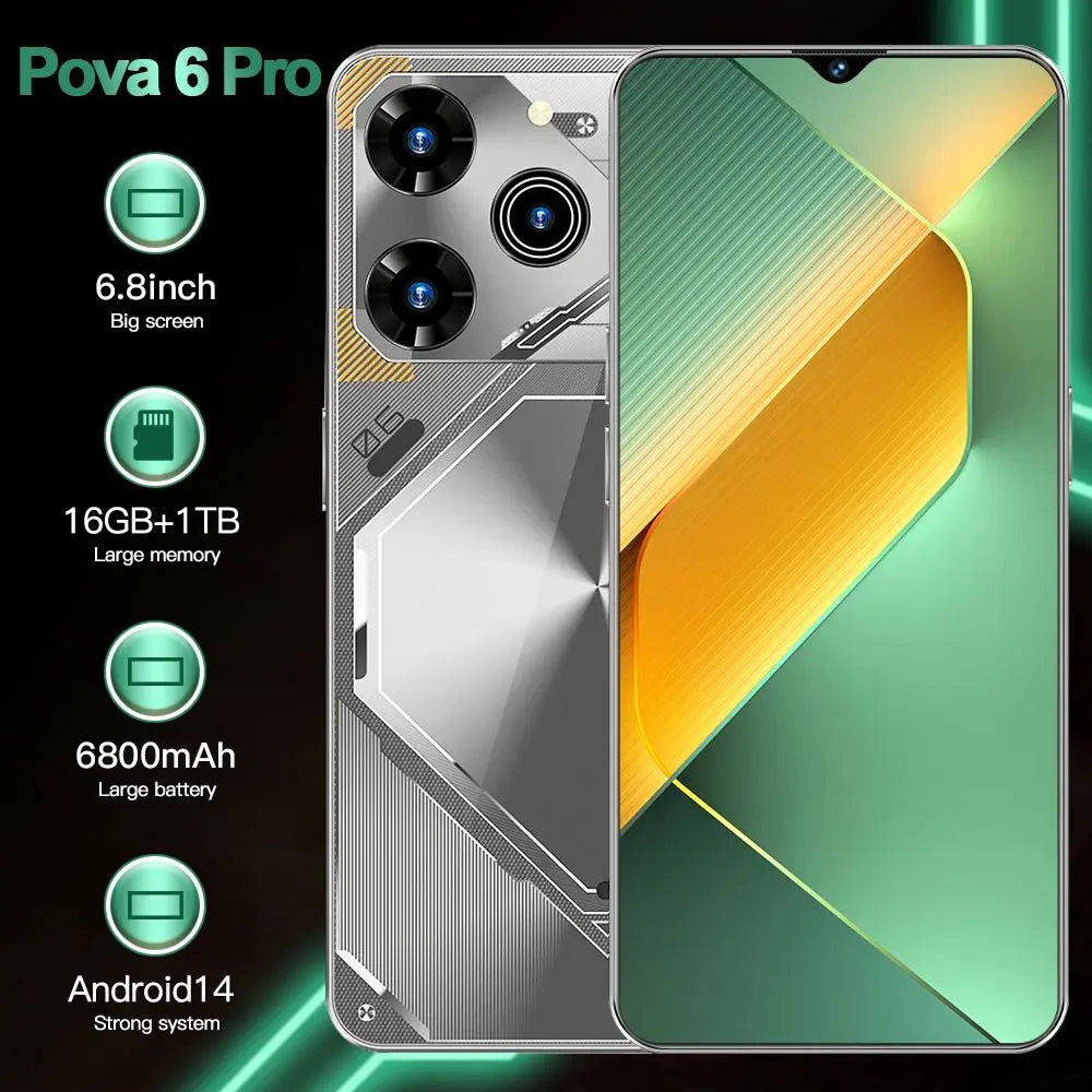 Pova 6 Pro 5G Smartphone - 1TB Storage, 6800mAh Battery - Blue Tidesmit