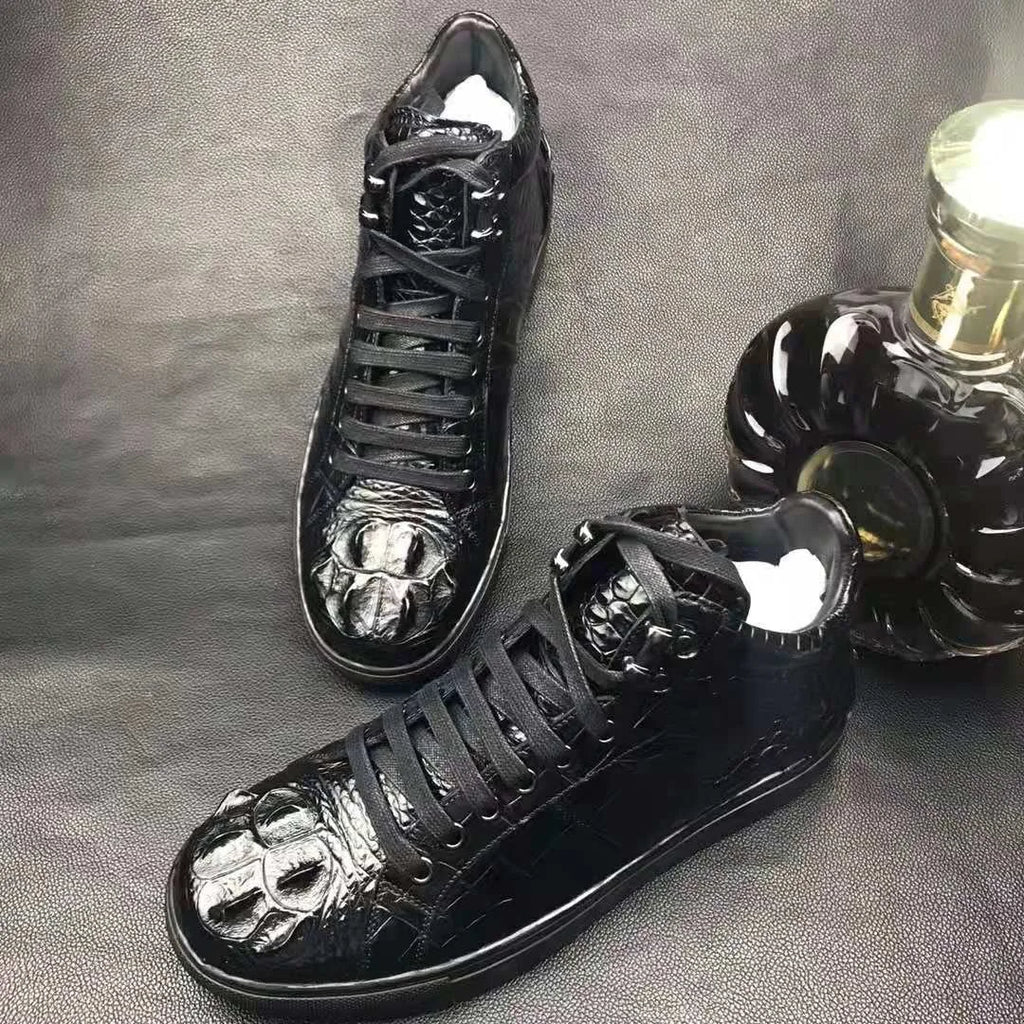 High End alligator Sneaker Men's Shoes Pure crocodile Leather Business Mens Skateboard Shoes Goodyear Luxury Wedding Shoes Men