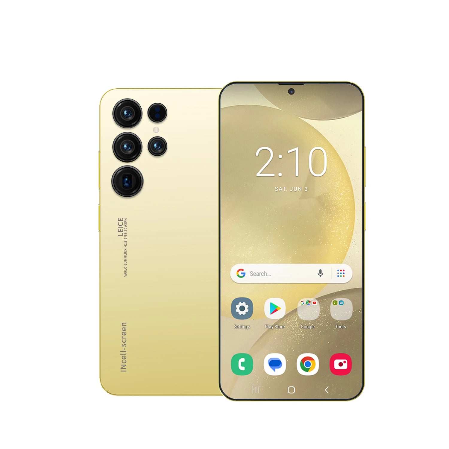 S26 Ultra Android 15 gaming smartphone with 16GB RAM, 1TB storage, 7.3-inch HD screen and 108MP camera, silver.