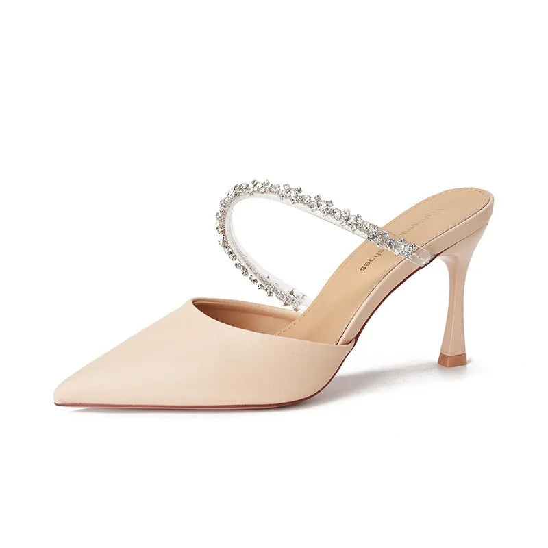 Women's Solid High Heels Stiletto Heel Pointed Toe French Elegant Versatile Sandals