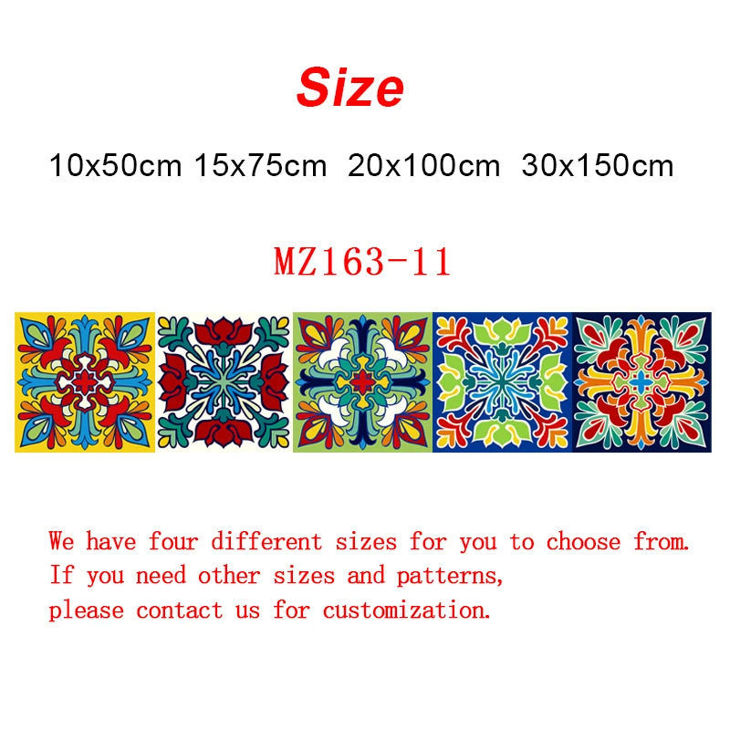 Colorful ceramic tile wall sticker set with floral medallion mosaic, yellow, red, and blue peel-and-stick PVC