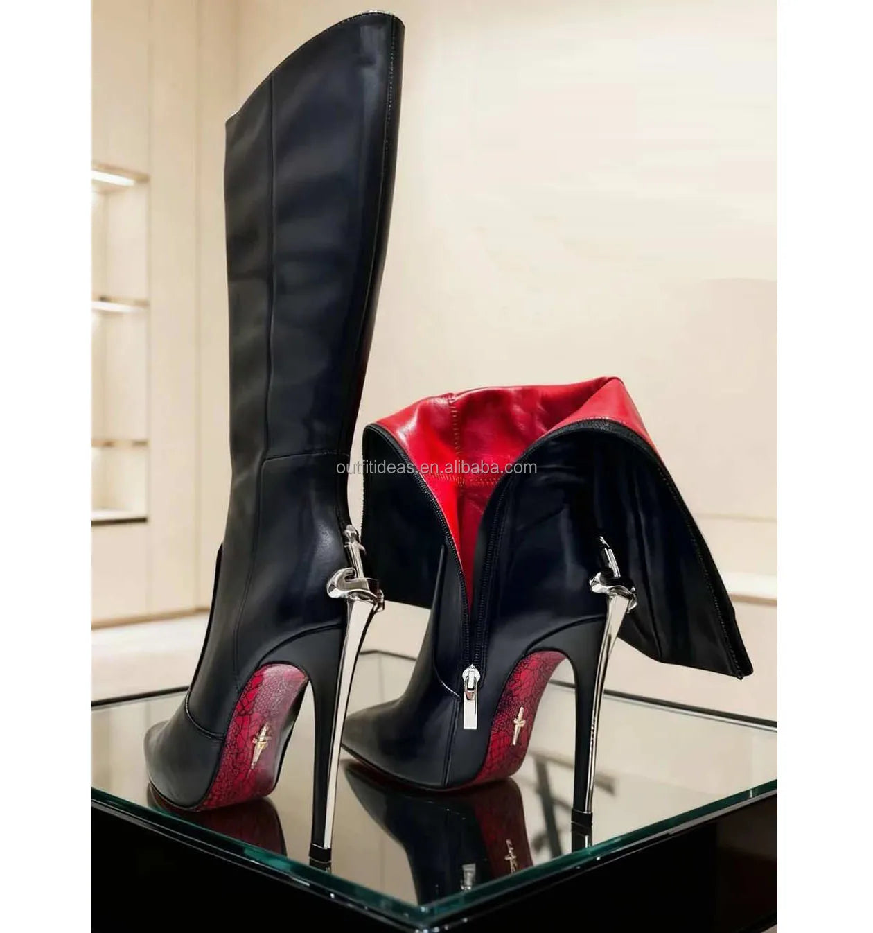 Luxury Leather Heels With Logo Top Quality Design Gold Sharp Dagger Pumps in Black Cesare Paciot High Heels Sharp Dagger Pumps