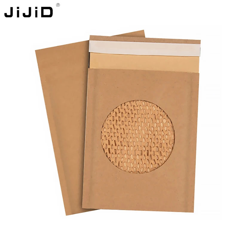 JiJiD Biodegradable Kraft Paper Mailing Bags Honeycomb Padded Mailer Wrap Bubble Envelope Compostable Shipping Packaging Bag