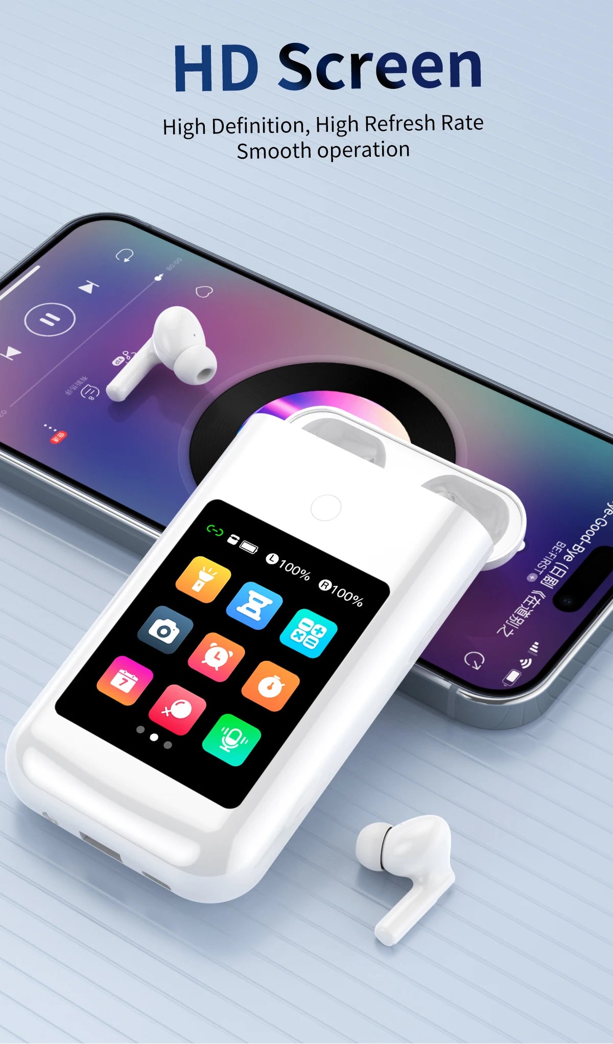 New A98 Box Wireless Earbuds + Power Bank + Flashlight 3-in-1 Touch Screen Earbud & Earphones With 8000mah Battery Capacity Tidesmit