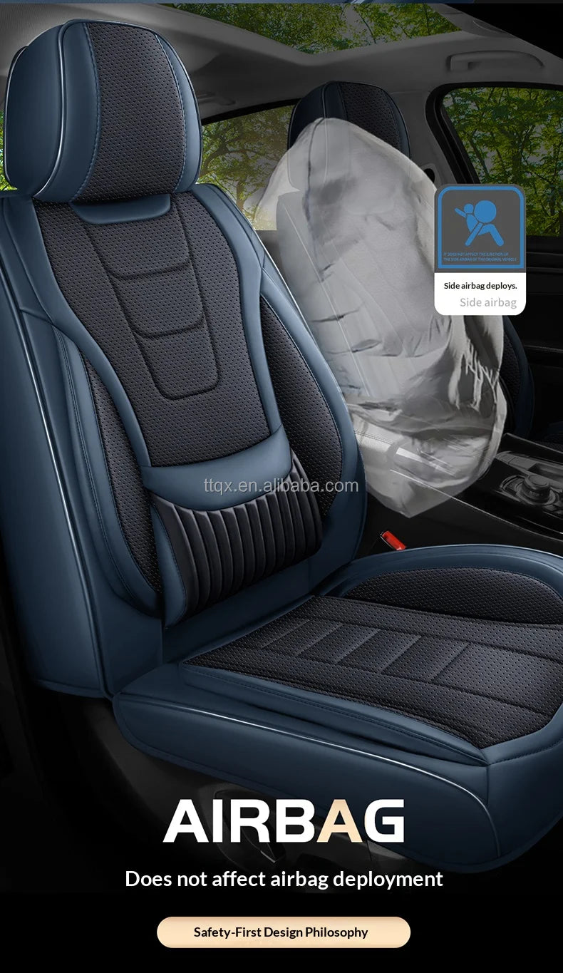 Wear Resistant Nappa Leather Car Seat Covers with Fixed Lumbar Support for Nissan Altima Sylphy X-Trail Qashqai  All Weather