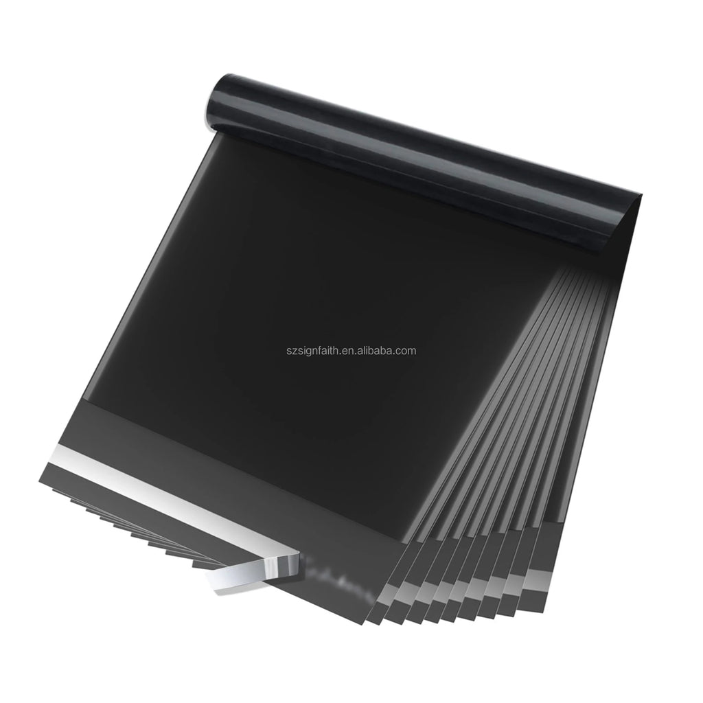 Black thick waterproof poly mailer with self-seal strip, envelope style