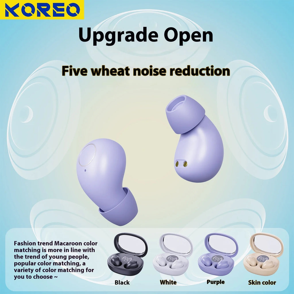 Mini Wireless for Bluetooth Earbuds Long Battery Life Noise Cancelling LED for Sleep/Work In-Ear Tidesmit