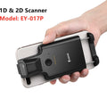 Handheld phone clip 1D and 2D barcode scanner in black and gray