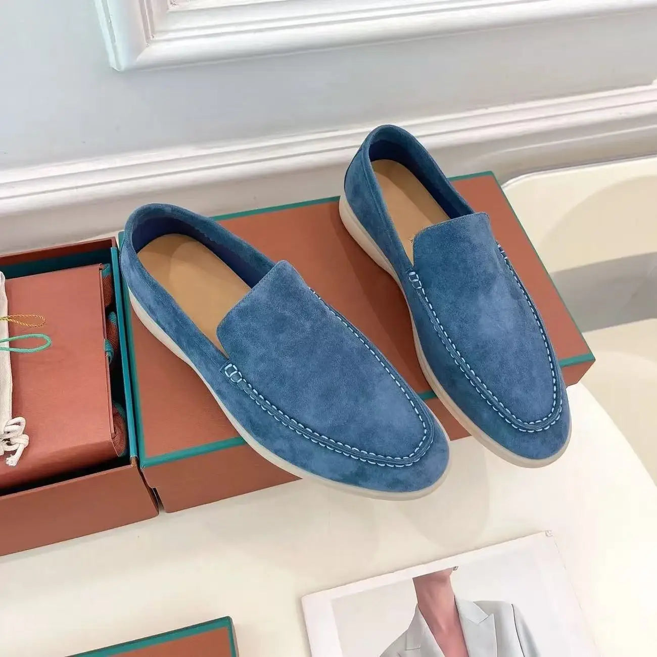 Luxury Designer LP Baotou Womens French-Style Loafers Genuine Leather Tassel Shoes Outdoor Wear Lazy-Style Breathable