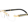 Elegant Rimless Luxury Optical Eyewear Gold Metal Natural Buffalo Horn Temple Eyeglasses for Women Formal Occasions