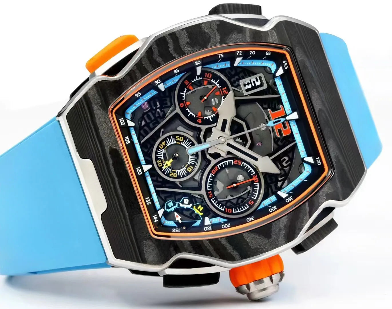 The High Quality  Series Automatic Mechanical Watch Features a Carbon Fiber case Exuding Luxury That's a Mechanical Watch