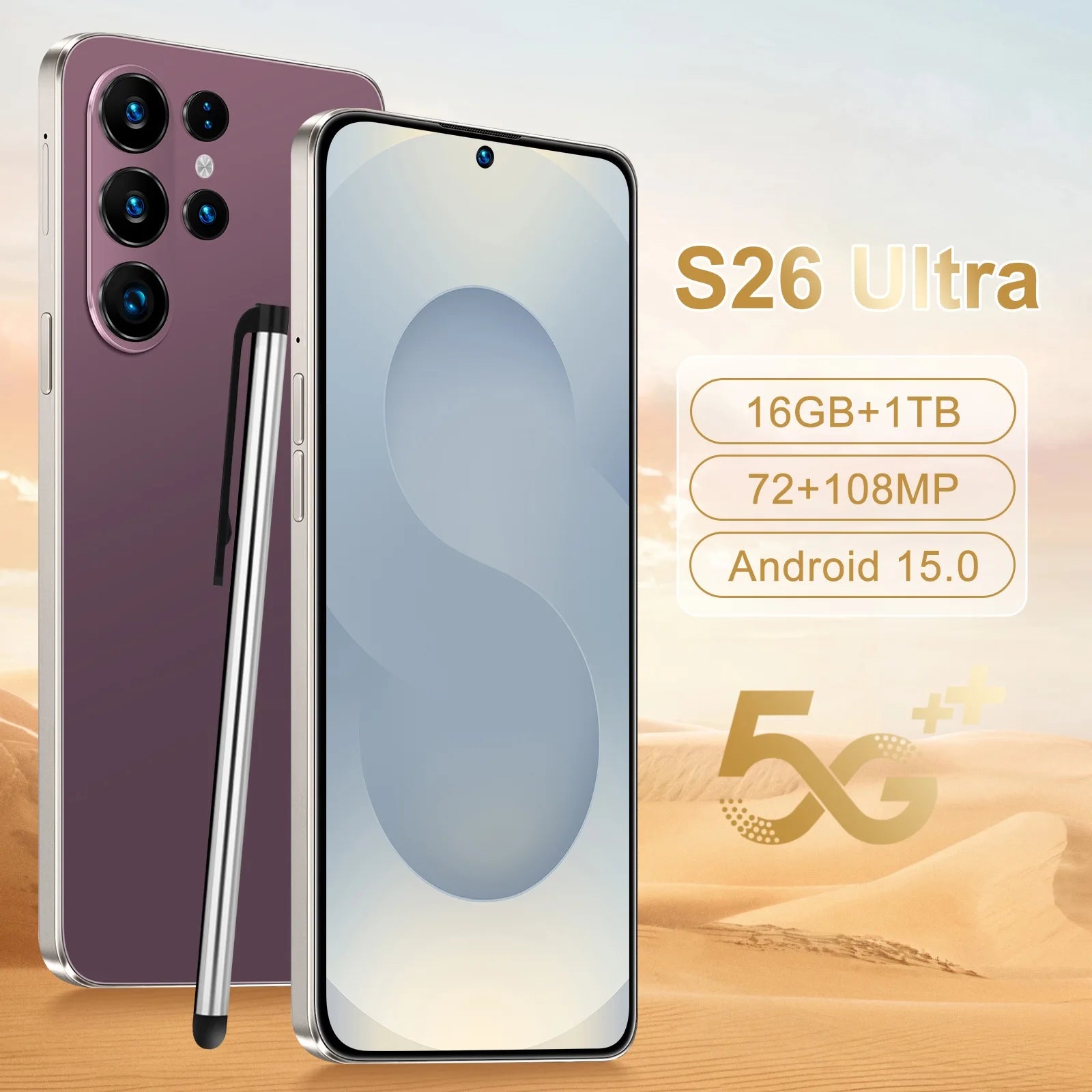 S26 Ultra 5G Smartphone 16GB RAM 1TB Storage AMOLED Display Tidesmit