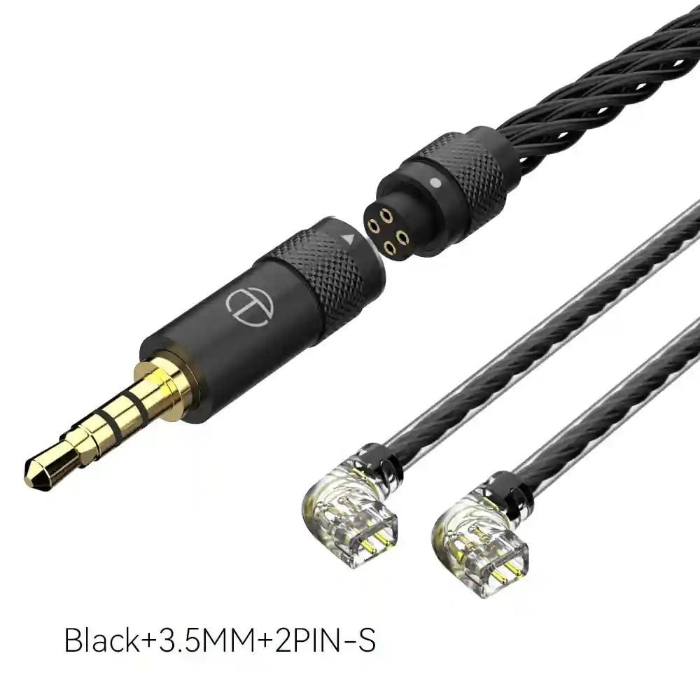 16-Core Silver Plated Replacement Cable for HiFi Headphones Black 2pin 3.5 QDC Tidesmit