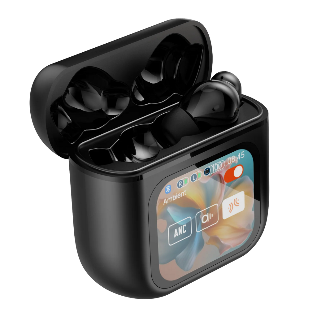 Newly Designed Anc Enc Tws Earphones with Digital LCD Touch Screen Wireless in Ear Headphones, Generation Pod TWS Earbuds Tidesmit