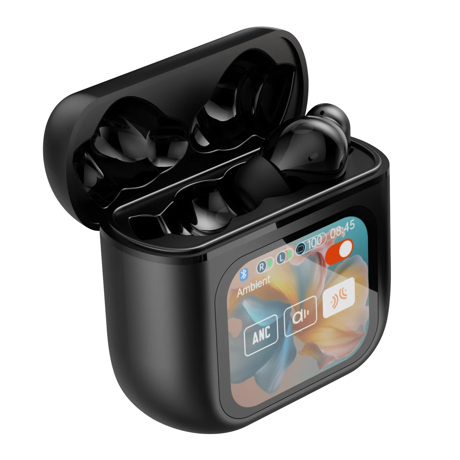 Newly Designed Anc Enc Tws Earphones with Digital LCD Touch Screen Wireless in Ear Headphones, Generation Pod TWS Earbuds Tidesmit