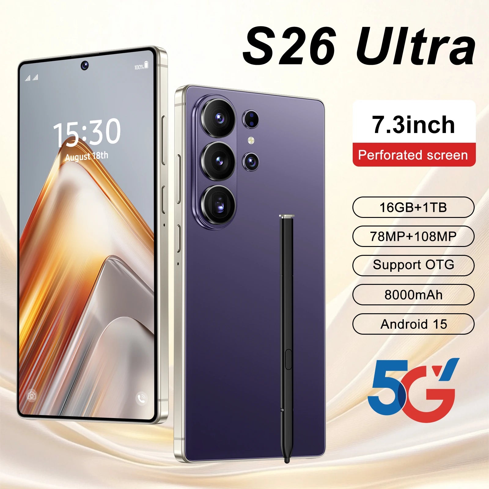 Tidesmit S26 Ultra smartphone featuring a vivid high-definition display and professional-grade camera system.
