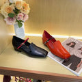Wholesale Dark Green PU Mary Jane Heels Loafers Women Square Toe Mixed Color Block Heel Office Pumps