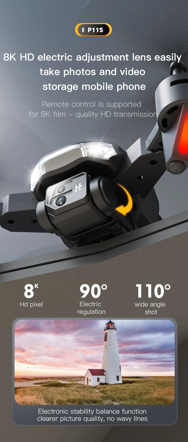 China Drone P11S Five Way Obstacle Avoidance Optical Flow Positioning Electric UAV 8k Aerial Photography Drone Toy Drone Mini Tidesmit