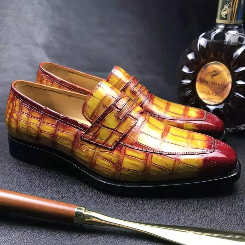 Goodyear Welt Genuine Crocodile Leather Men Loafer Shoes Handmade Penny Loafers Shoes Business Formal Luxury Men's Shoes