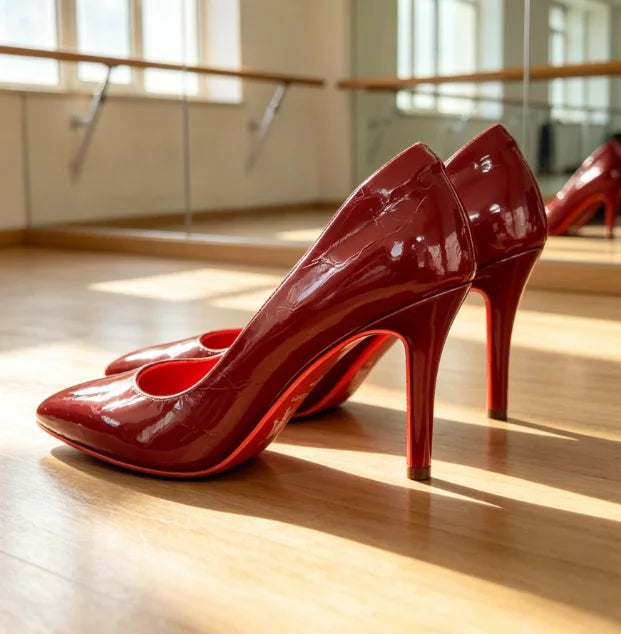 9.5/10.5cm Latin Dance Heels Shoes Pointed Toe Classic Red Sole Stiletto Pumps Jazz Chacha Ballroom Salsa Performance for Women
