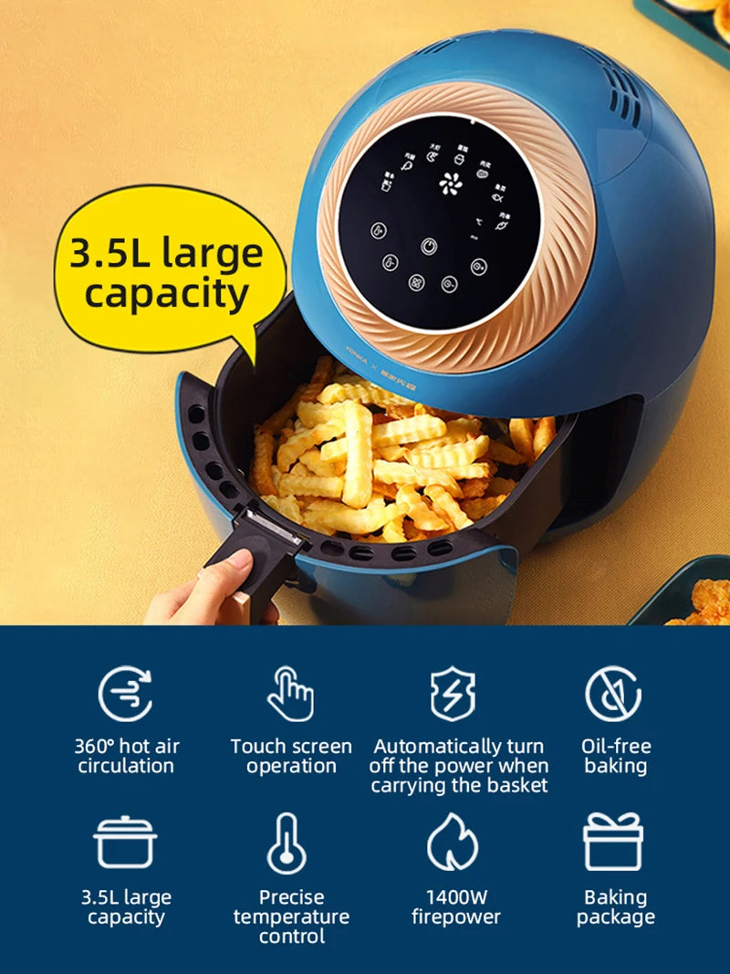 New Type Multi-Function 3.5L Air Fryer Household  Smoke-Free No-oil Electric Fryer Intelligent Set Timing Fryer