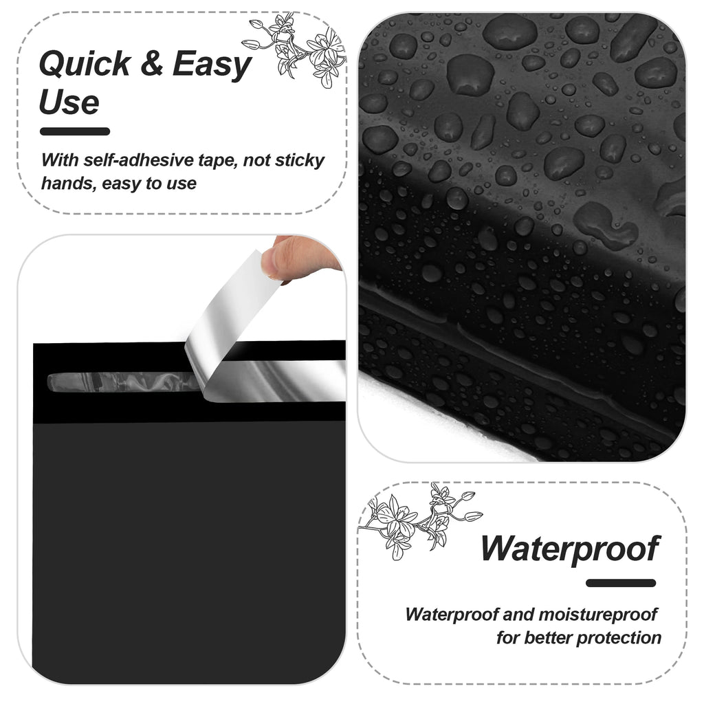 100 PCS 6x9 Inch Black Poly Mailers 2-Day Shipping 5-Day Delivery Self-Adhesive Waterproof Tear-Resistant Eco-Friendly 2 Mil