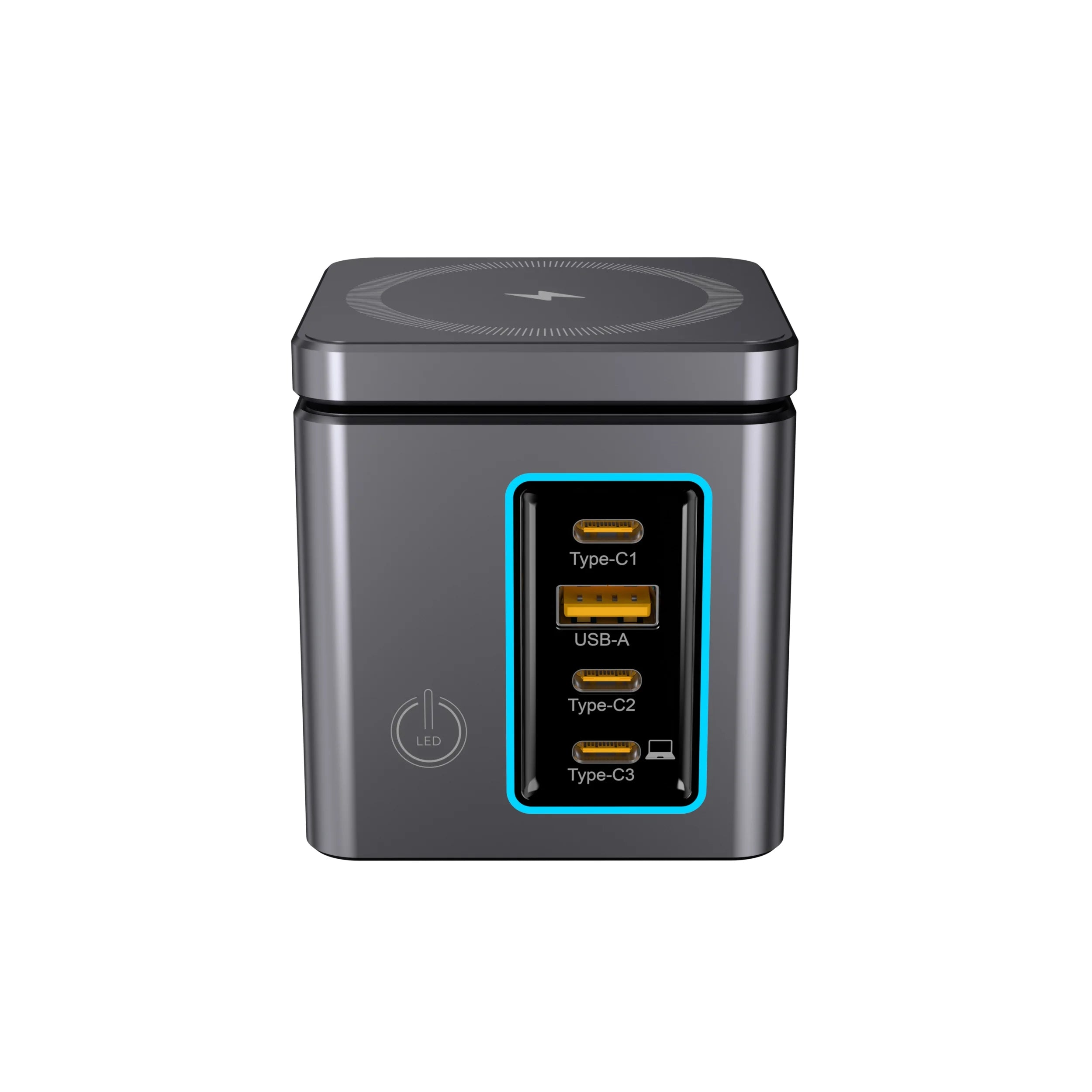 105W 6 in 1 Power Combo Tower Wireless Desktop Charger Adapter for All Phone Laptop 65W Type C PD Super Fast Watch Power Charger Tidesmit