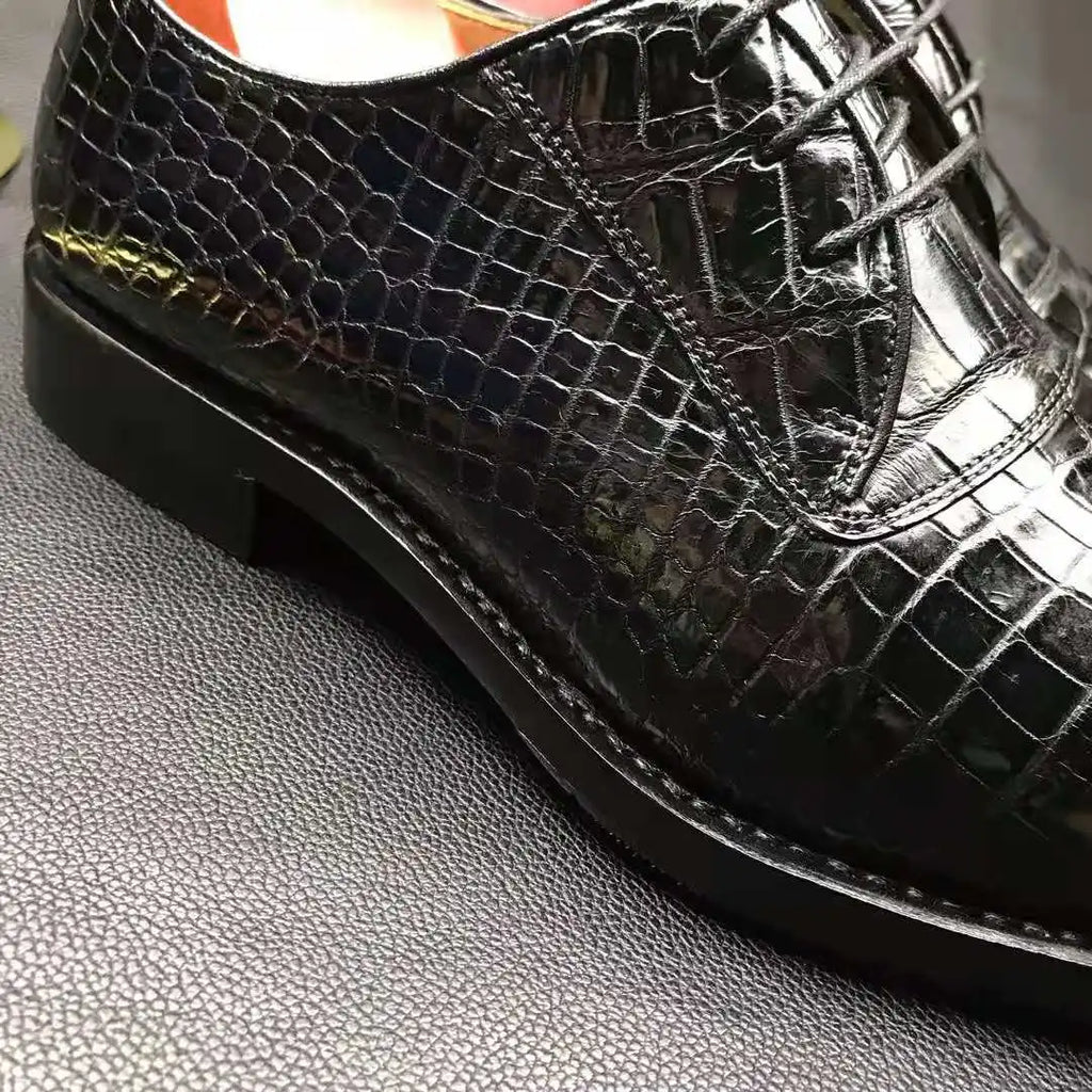 Goodyear Luxury Crocodile Leather Wedding Shoes Men Alligator Party Official Mens Shoes High Quality Classic Men's Dress Shoes