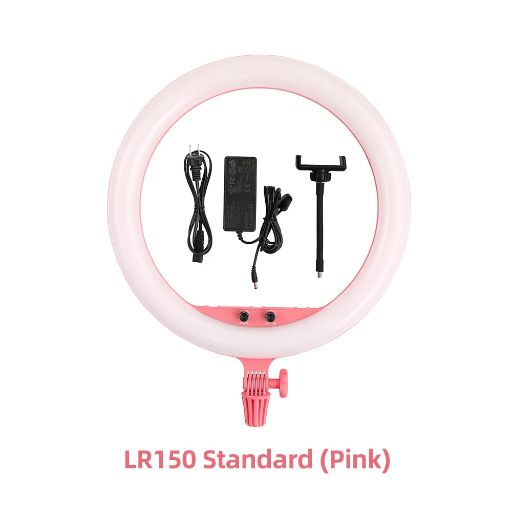 LED Ring Light with Adjustable Color Temperature for Video and Makeup LR150 Pink China Mainland Tidesmit