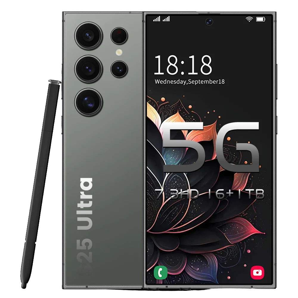 S25 Ultra 5G smartphone with 7.3 inch HD display, 108MP camera, and Android 14 global version in silver