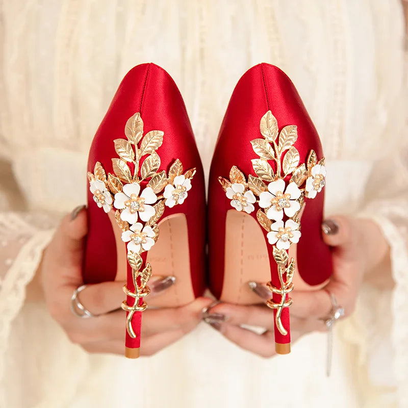 Escarpin Femm Talon Haut  Fashion Luxury Braid Wedding Shoes High Stiletto Heels for Ladies