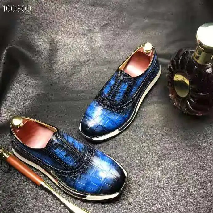 High Quality Elegant Shoes Men Sneaker Luxury Genuine Crocodile Leather Men Walking Shoes Goodyear Custom Business Shoes for Men