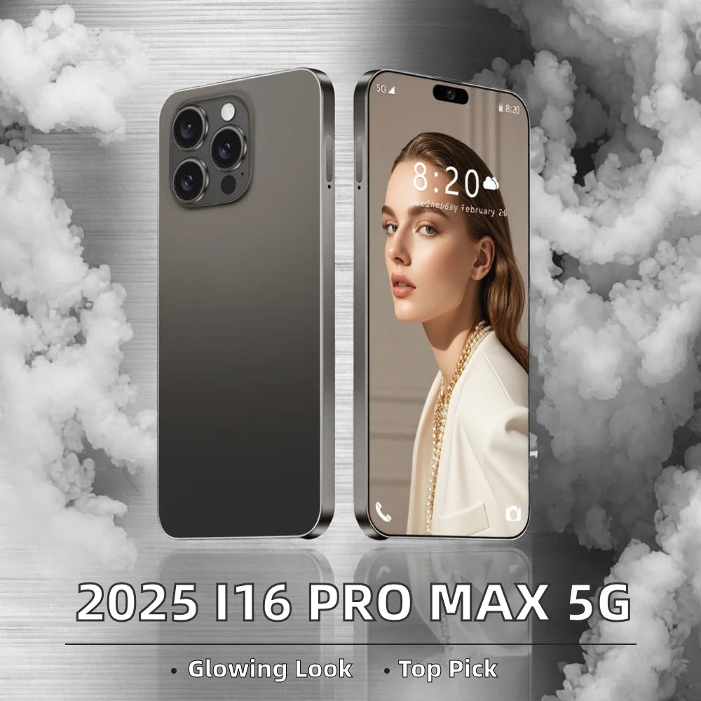 Side profile of 2025 I16 Pro Max featuring 7.3 inch HD display and premium sleek design for Android smartphone users