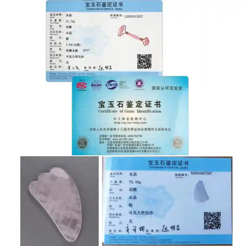 Rose Quartz Face Roller and Gua Sha Set - Premium Facial Massage Tool Massage Roller Tidesmit