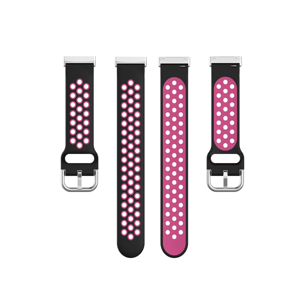 Colorful soft silicone sport wristband for Fitbit Versa 3 and Sense smartwatches in a stylish strap design.