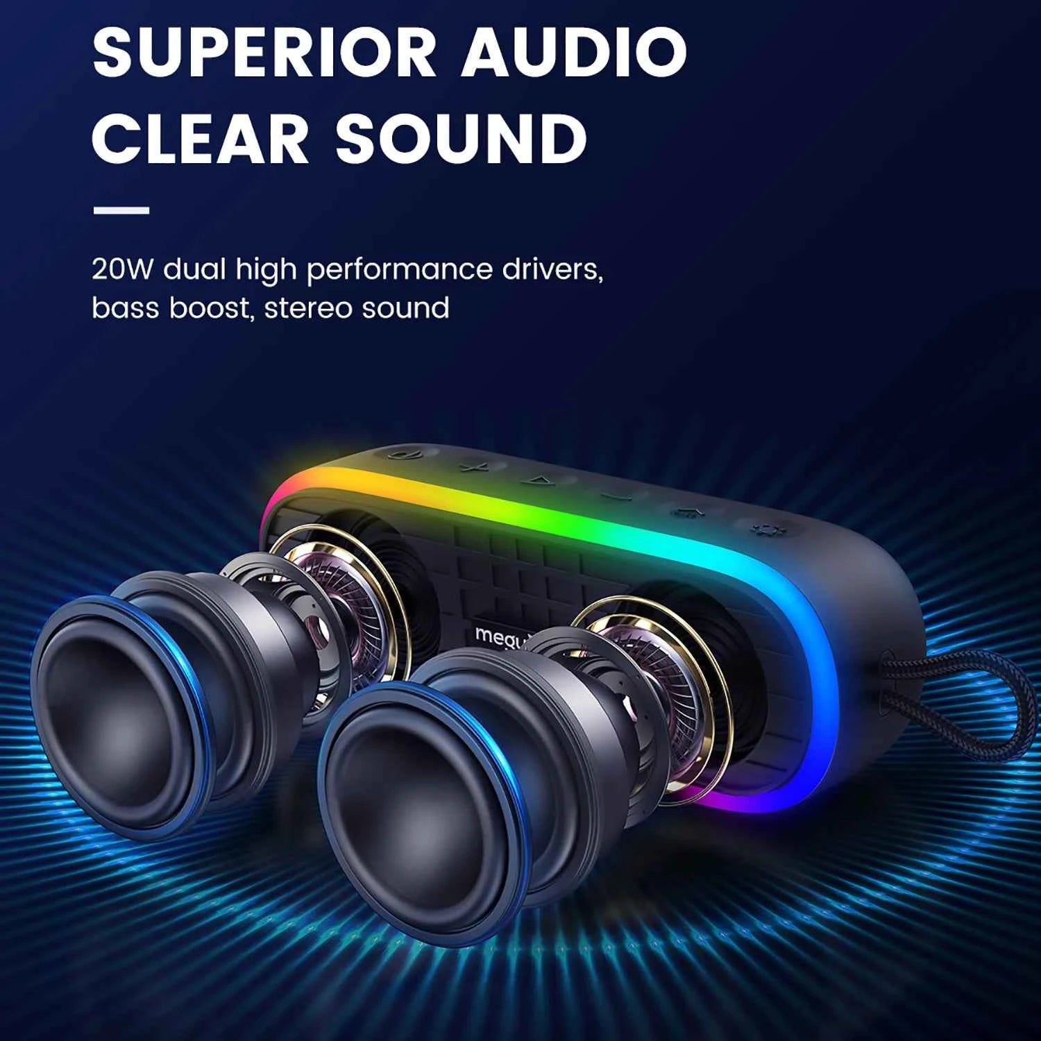 A15 PRO 20W Wireless for Bluetooth Speaker Portable IPX7 Waterproof RGB Lights 24 Hours Playtime TWS for Outdoor and Computer Us My Store
