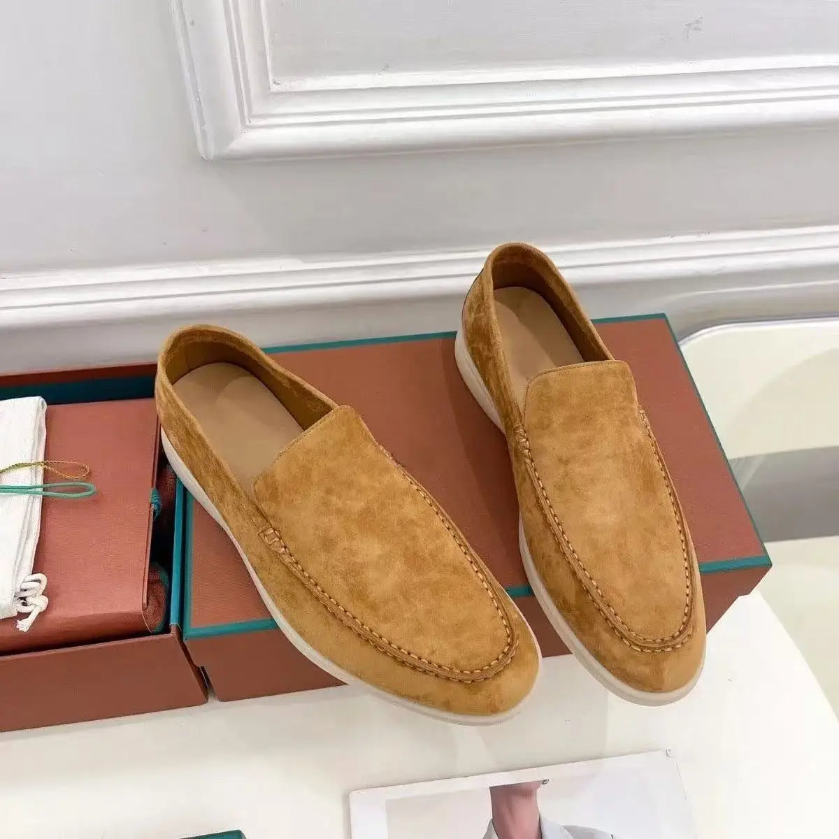 Luxury Designer LP Baotou Womens French-Style Loafers Genuine Leather Tassel Shoes Outdoor Wear Lazy-Style Breathable