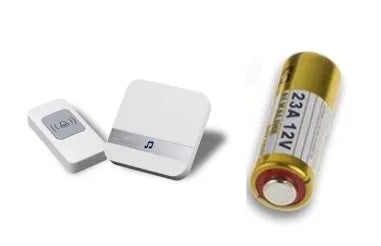 White wireless doorbell chime receivers set with two units and battery cylinder