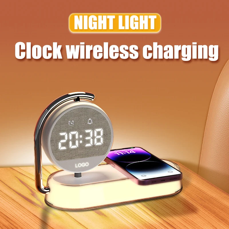 2024 Wholesale Chargers New Phone Charger Adapter Multifunction Alarm Clock 15W Quick Charging Led Night Wireless Charger Tidesmit