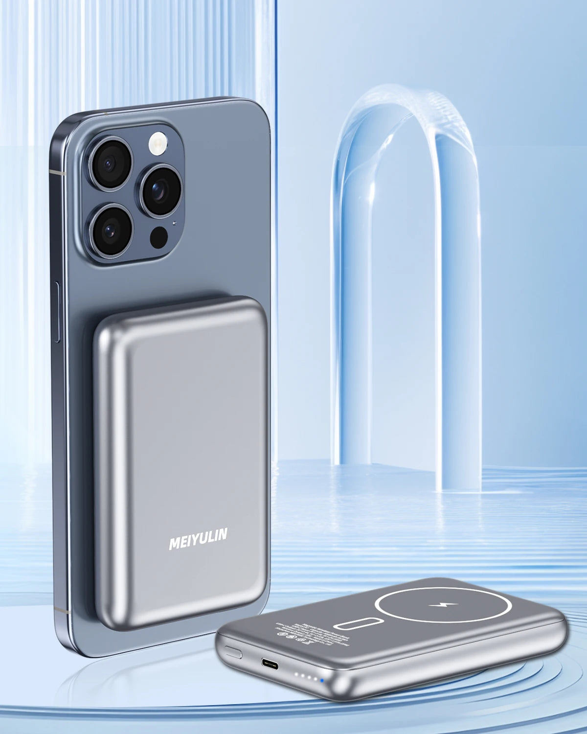 Power bank charger-10000mAh Power Bank Magnetic Wireless Metal Fast Charging PD20W Type C Port Battery Pack Portable Powerbank for iPhone Samsung Tidesmit