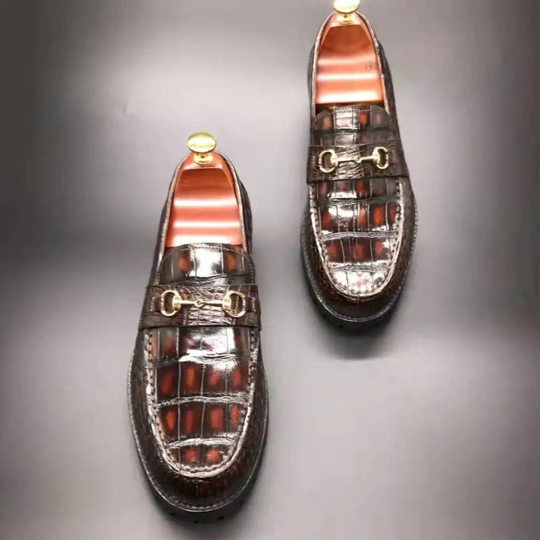 Trendy Custom Color Luxury Shoes Loafers Men Crocodile Leather Slip-on Casual Loafers Handmade Alligator Skin Men's Dress Shoes