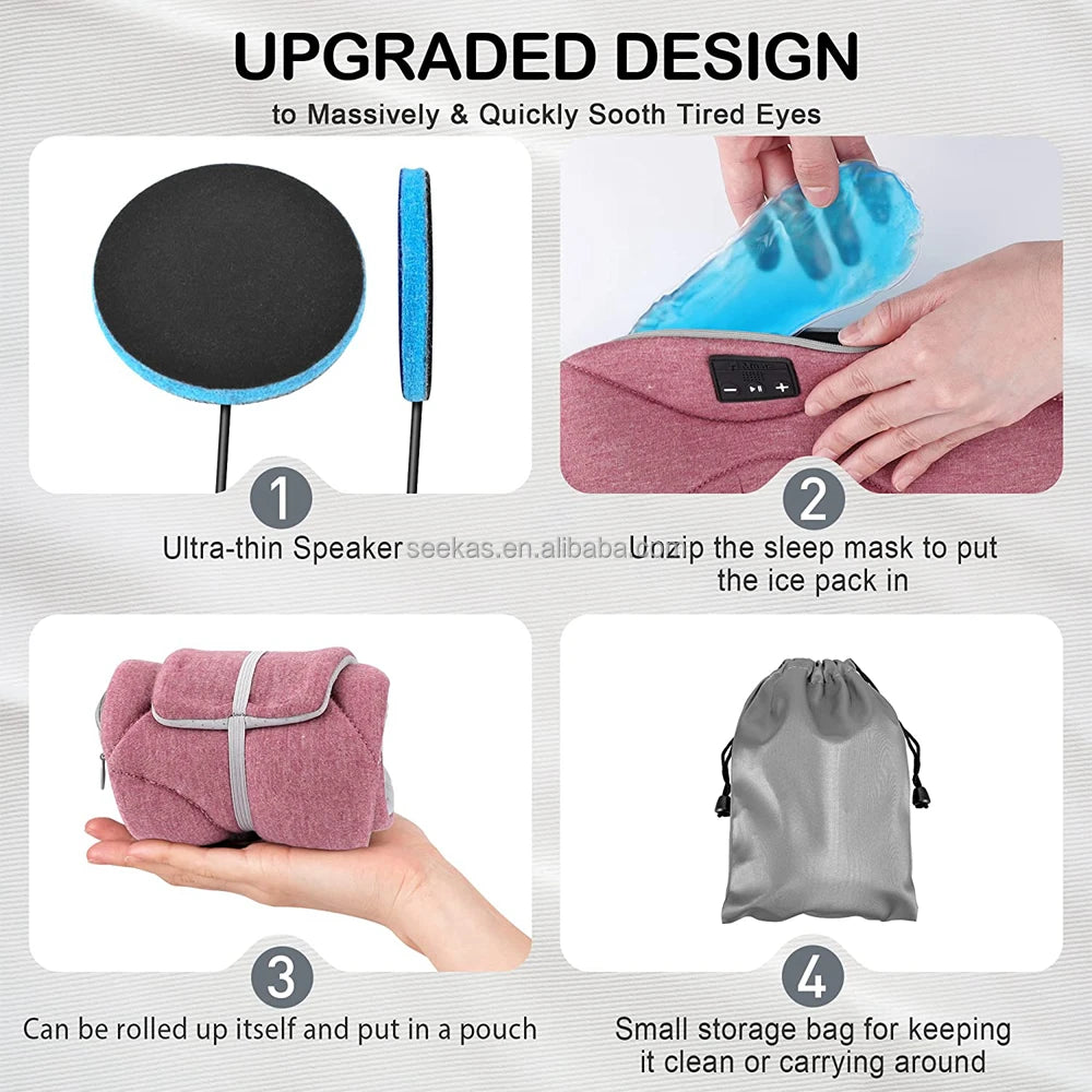 Bluetooth Sleep Mask With Thin Speakers Sleepmask With V5.2 Wireless Headphones 35 Hours Playtime For Side Sleeper Drop Shipping Tidesmit