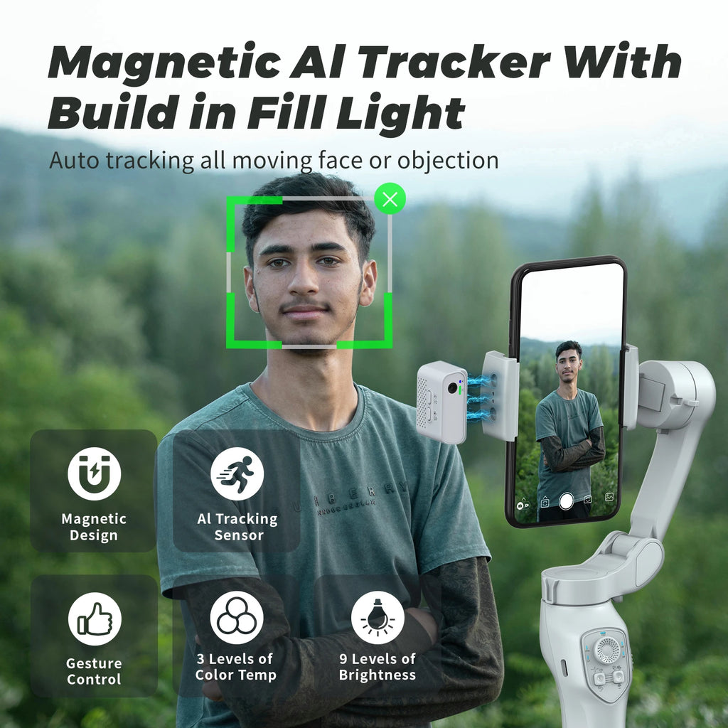 L7 Wholesale Price Top Selling Smartphone Tripod with Face Tracking and Anti-shake Function LED Light for Film Maker Video Vlog Tidesmit