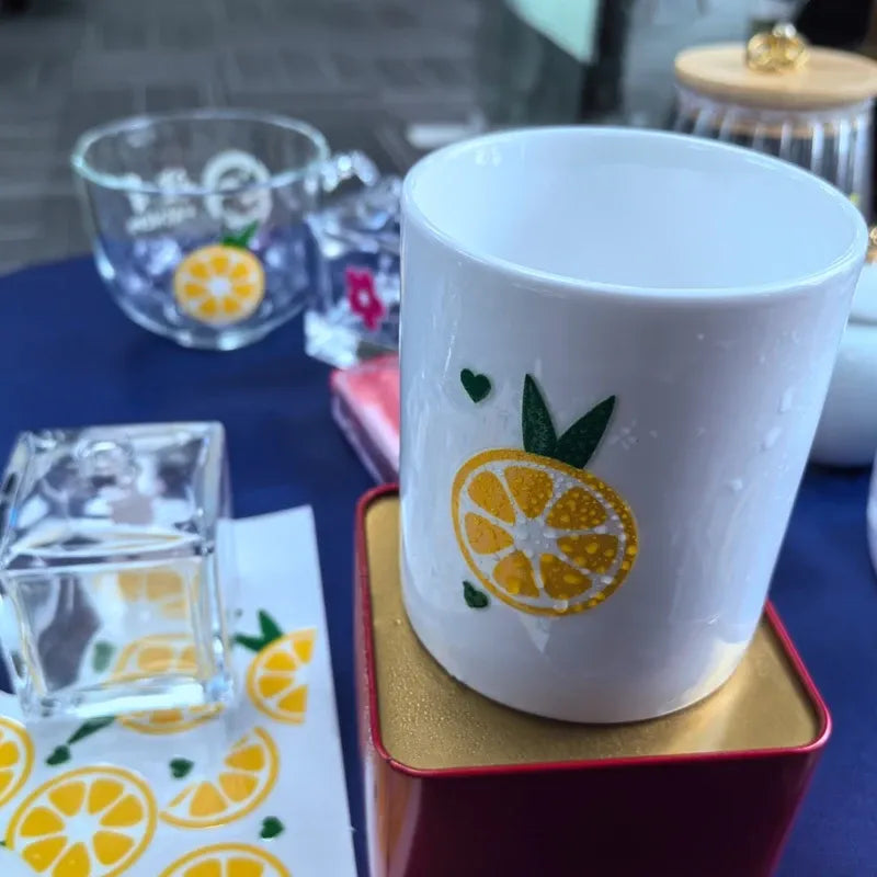 Waterproof die-cut vinyl lemon slice stickers, green leaves and yellow fruit icons