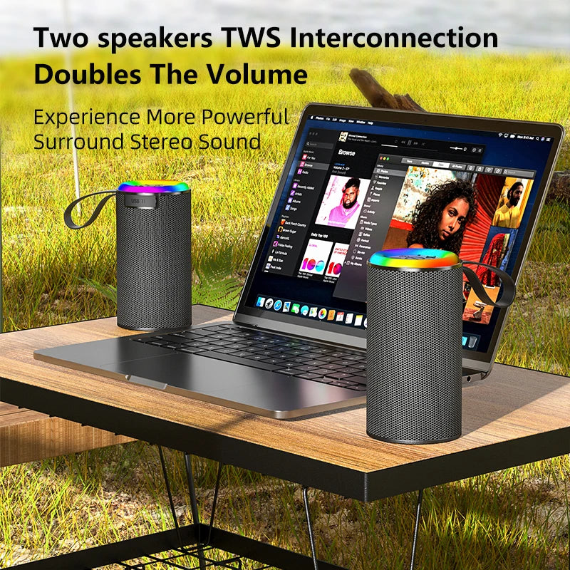 Bluetooth Speaker -High Quality Portable Wireless RGB LED Subwoofer Speakers Outdoor Use Mini Bluetooth Speaker