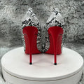 European American Style Animal Print 10cm/12cm Pointed Toe Slip-On Stiletto Heel Red Bottom Thin Rubber Outsole Women's Spring