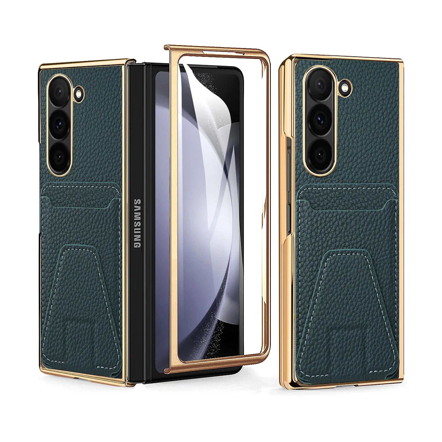 VIETAO Electroplated Leather Phone Case for Samsung Galaxy Z Fold 6 Integrated Film Luxury Screen Protector in Stock CN;GUA Tidesmit