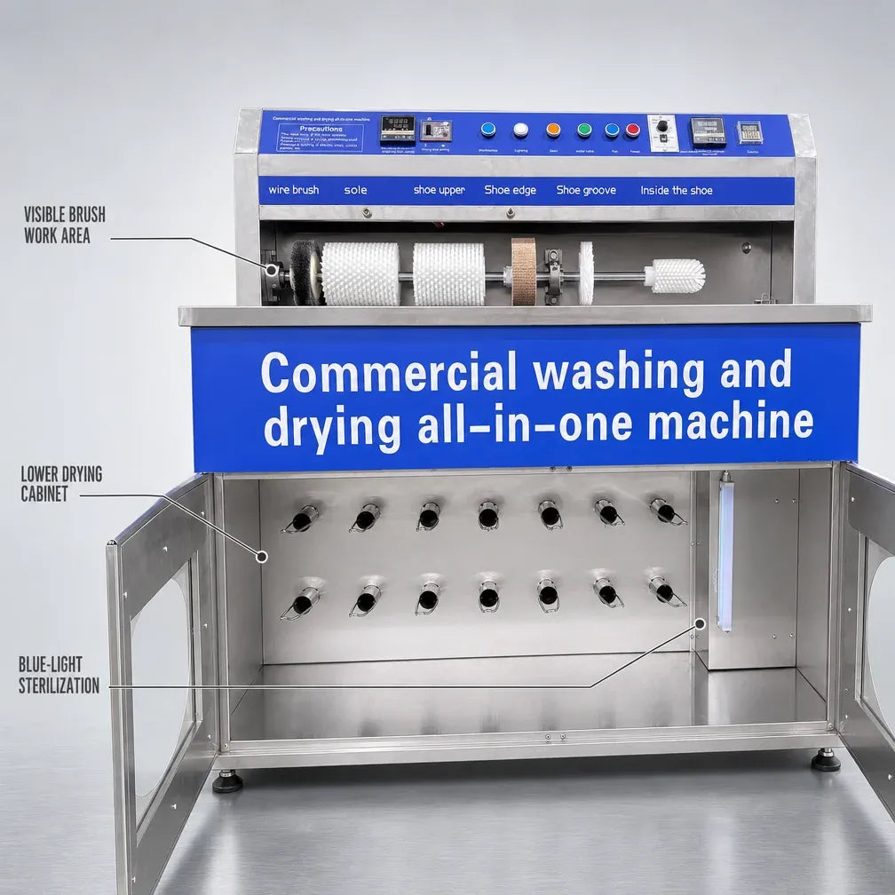 Commercial Shoe Washing Machine and Semi-Automatic Dryer System