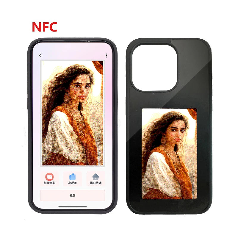 New Designer NFC Smart E Ink Screen Display Smart NFC Phone Cases for iPhone 13 14 15 Pro Max DIY Tidesmit